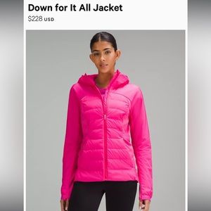 Lululemon Down for it all puffer Jacket, sonic pink